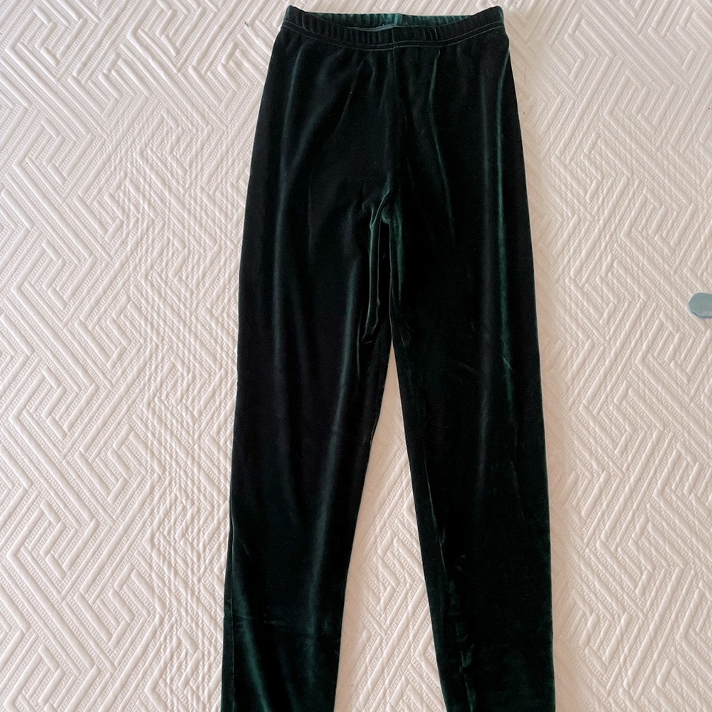 Dark Green Velour Leggings (size L)